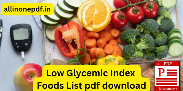Low Glycemic Index Foods List pdf download